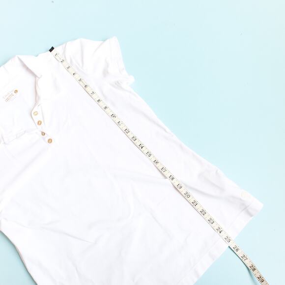 Lilly Pulitzer UPF 50+ Luxletic Frida Scallop Polo Size Large Preppy in White - Picture 6 of 8